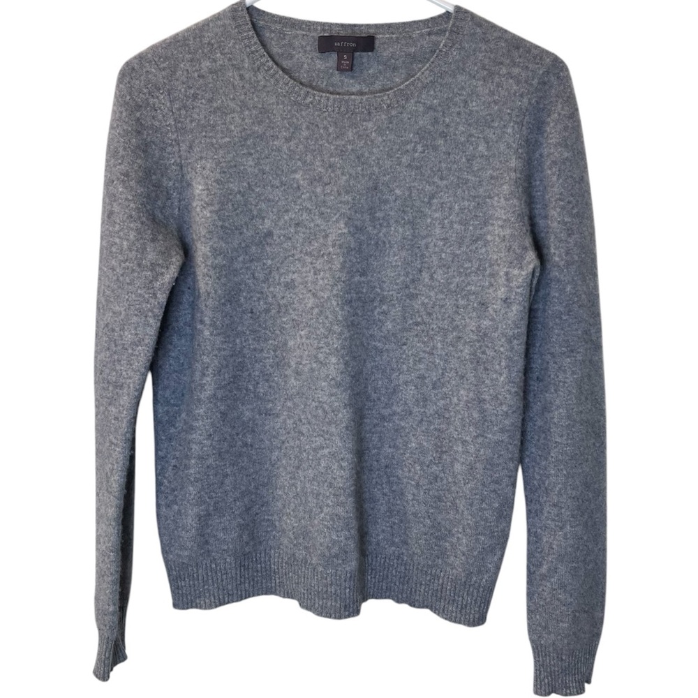 SAFFRON Women’s 100% Cashmere Gray Sweater Size S Basic Everyday Staple